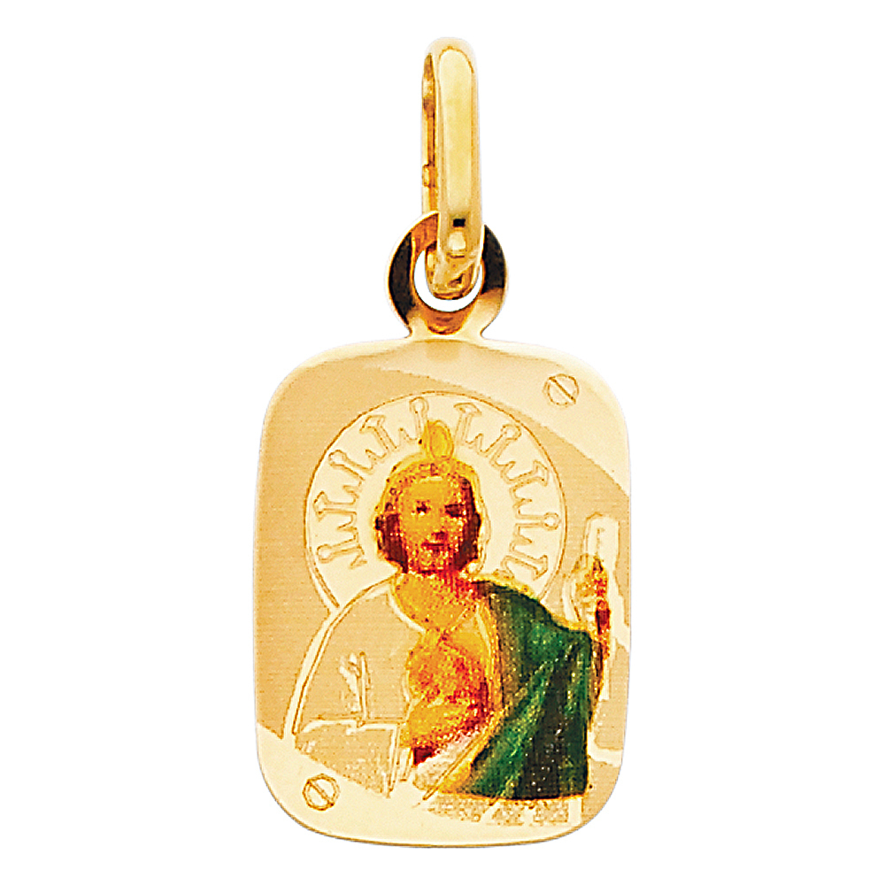 14K Yellow Gold Small Religious St. Jude Thaddeus Picture Charm Pendant